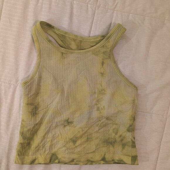 Lululemon Ebb to Street Cropped Racerback Tank Top 8 Marble Dye Wasabi Tie Dye - Picture 2 of 9